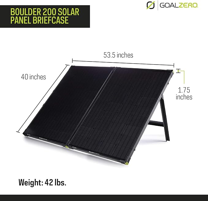 Goal Zero Boulder 200 Briefcase 200-Watt Monocrystalline Solar Panel with Kickstand Portable Solar Panel for Camping and Tailgating Emergency Solar Power