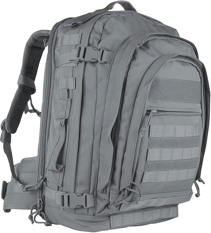 FOX OUTDOOR PRODUCTS Jumbo Modular Field Pack | 61L Tactical Backpack MOLLE Hydration Compatible Converts to Briefcase 12x 13 x 24 Shadow Gray