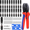 20 Pairs Solar Panel Connectors Kit with Crimper Tool - Professional Connectors Set Includes Crimping Pliers 2 Wrenches &amp 40 PCS Male/Female Wiring Kits for Solar Systems Installation