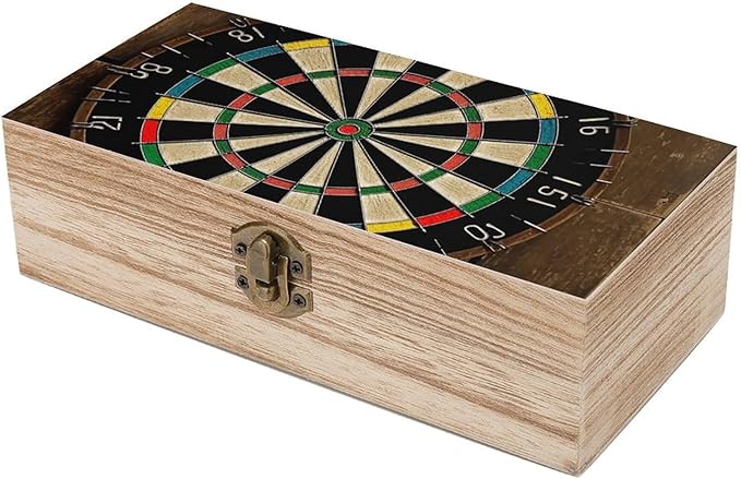 Wood Storage Box with Lid Dart Board Wooden Box Storage Box For Home Decoration Perfect for Souvenirs