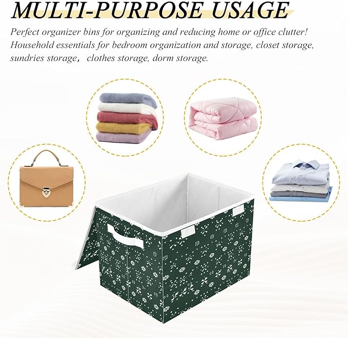 St. Patrick's Pattern Fabric Storage Bins with Lids and HandleFoldable Storage Bins with LidsCloset Organizers for Clothes Storage Room Organization Office Storage Chest Organizer
