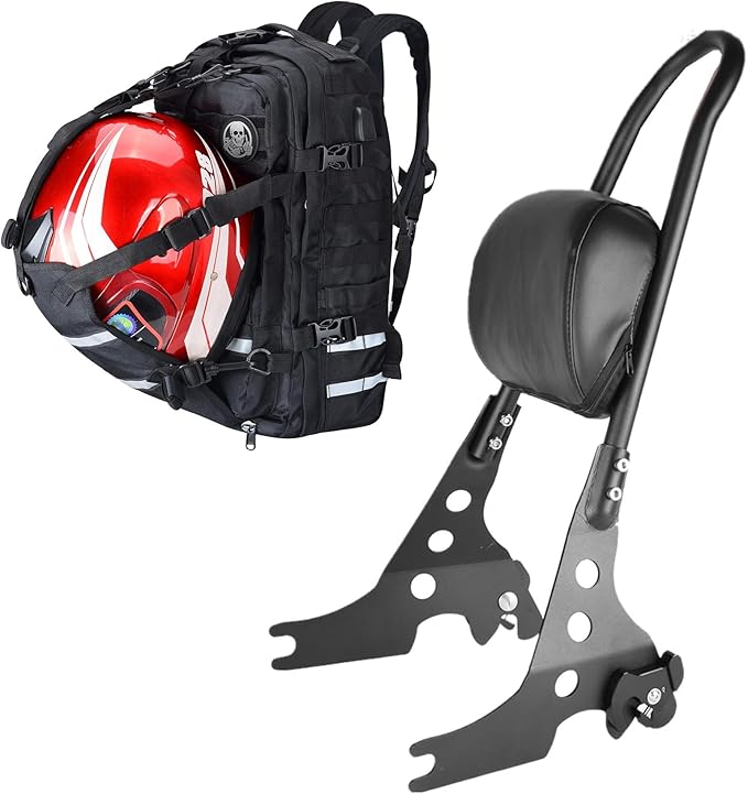 Goldfire Detachable Motorcycle Sissy Bar Rear Backrest with PadWaterproof Rechargeable Cycling Helmet Bag Welding Backpack For Harley Sportster XL 883 1200 2004-Up Accessories