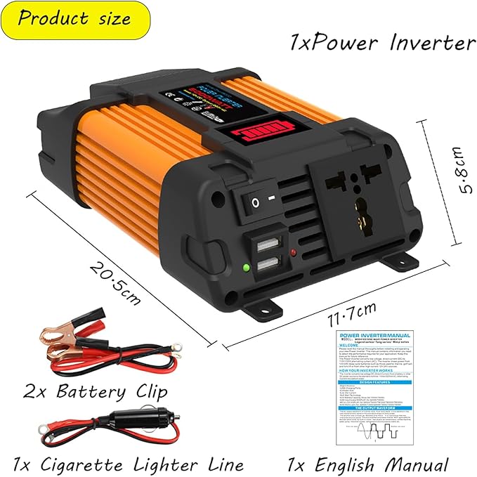 4000W 6000W Complete Solar Inverter Kit 12V to 110V 220V with 50A Controller and 100W Solar Panel for Home and Outdoor Power System(6000W12V-220V)