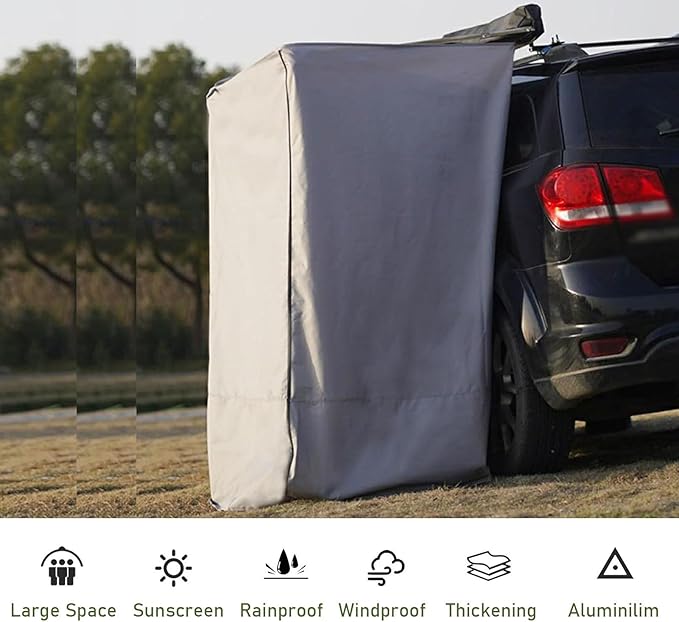 Shower Awning Tent with Roof Vehicle Side Shower Room with LED Light Outdoor Camping Privacy Shelter Restroom Bathroom Waterproof (120x120x200cm)
