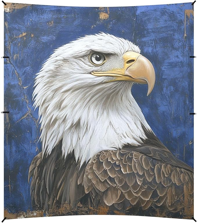 ALAZA American Bald Eagles on Blue Beach Tent Sun Shelter Portable Canopy Sunshade for Outdoor Camping Picnics Backyard Fun 10x9 ft