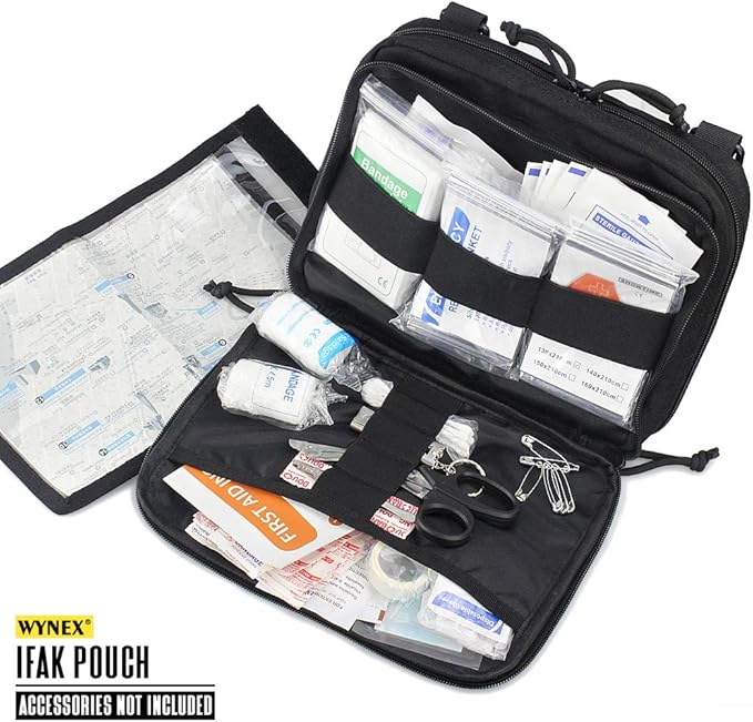 WYNEX Tactical Molle Admin Pouch of Laser Cut Design Utility Pouches Molle Attachment Military Medical EMT Organizer with Map Pocket EDC EMT Pack IFAK Tool Holder Universal U.S.A Patch Included