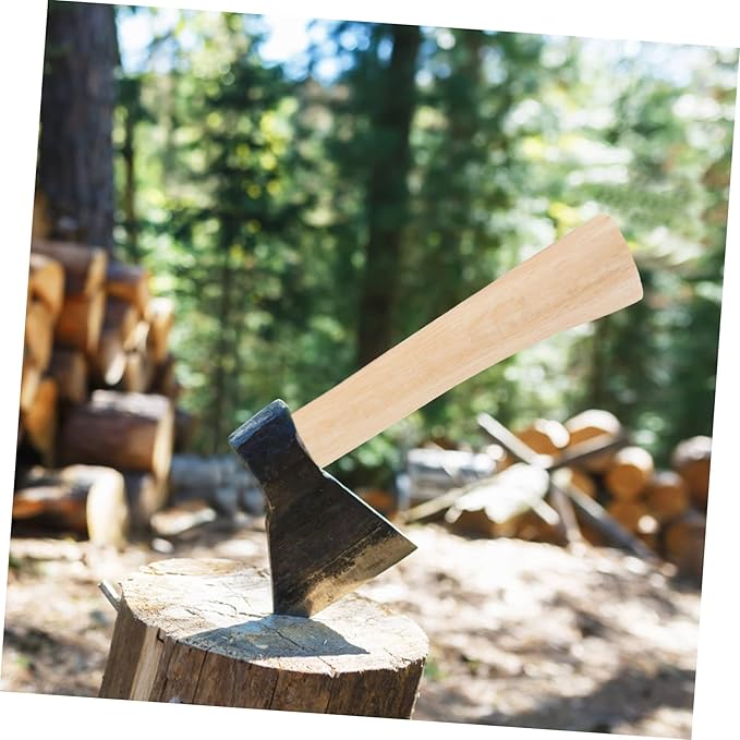 POPETPOP 2set Ergonomic Wooden Axe Handles Replacement Grip for Camping Gardening and Outdoor Activities and Comfortable Design for Firewood and Branch Cutting