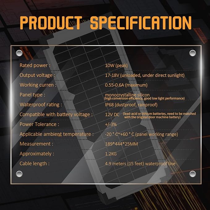 10W Solar Panel Kit FM123 Fit for Mighty Mule GTO PRO Gate Opener Parts MM571W MM371W 571W MM271 371 MM371W MM360 MM262 560 MM560 MM562 FM350 MM260 MM560 FM200 FM350 FM500 FM502 FM700 &amp More