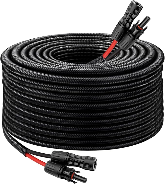 Solar Panel Extension Cable - 8AWG 50FT Solar Wire with Female &amp Male Waterproof Connector Flame Retardant Protective Sleeving PV Wire for RV Photovoltaic Systems Home Boat Solar Panels Car