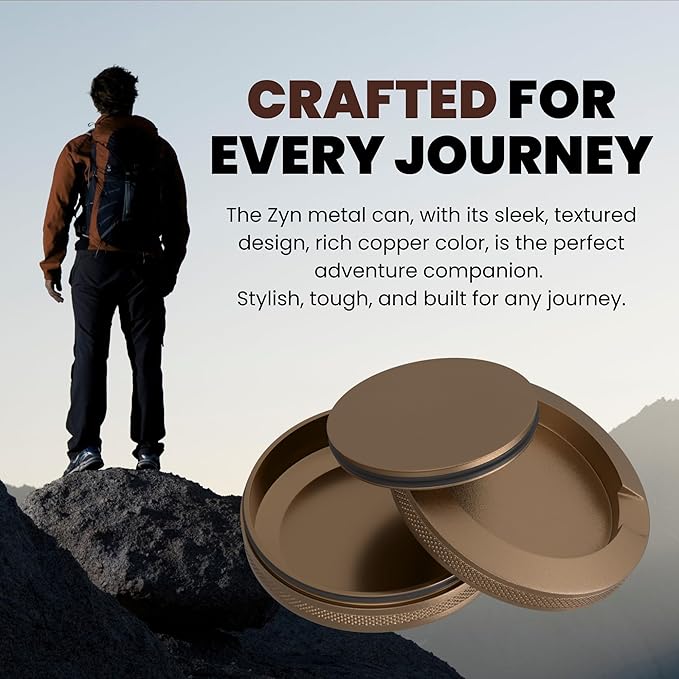 Premium Zyn Metal Can | Zyn Holder | Metal Zyn Container | Moisture &amp Odor Proof Container | Aluminum Zyn Can &amp Organizer | Dip Can | Zyn Tin | Zyn Gifts for Men | Plain Copper