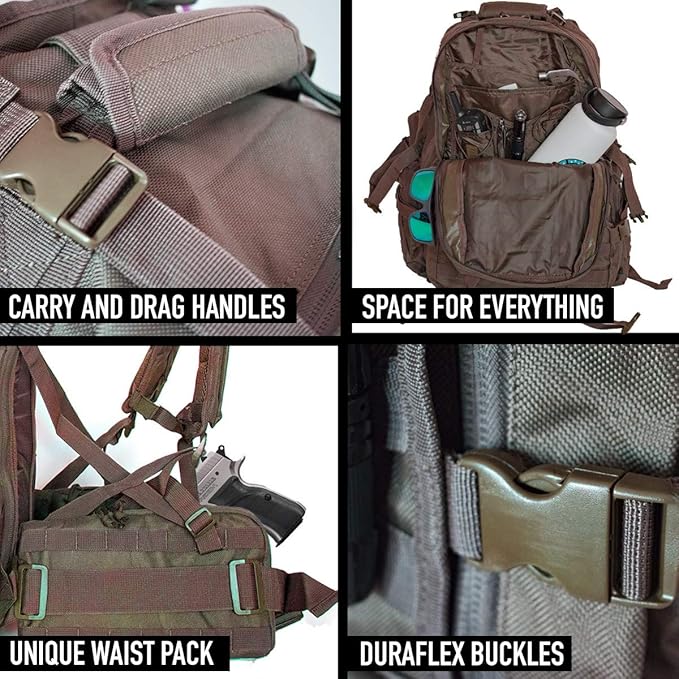 Tactical Assault Pack - Combat Rucksack - 17 Military MOLLE Backpack 27L - Olive Drab
