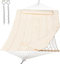 SUNCREAT Hammocks Replacement Hammock for Stand 475 lbs Capacity Two Person Backyard Hammock with Pad for Outside Beige