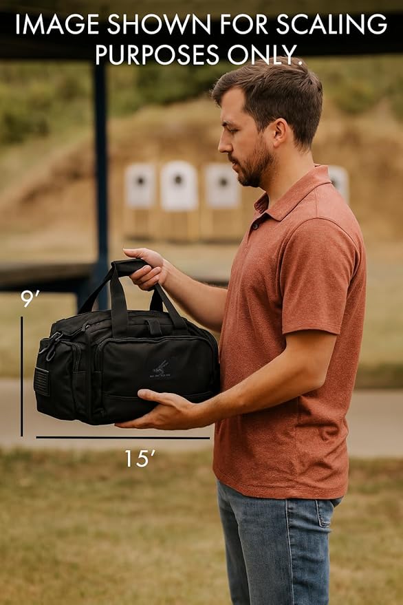 Exos Tactical Range Bag - Medium Size Range Bag for Shooting - Gun Case for Handguns Ammo Storage Tactical Backpack Molle Webbing Free Subdued USA Patch