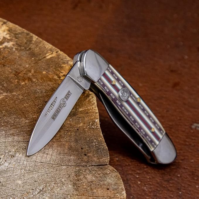 WHISKEY BENT HAT CO. Traditional Canoe Folding Knife 3.63 Closed Length 440C Stainless Steel Blades (Mesa)