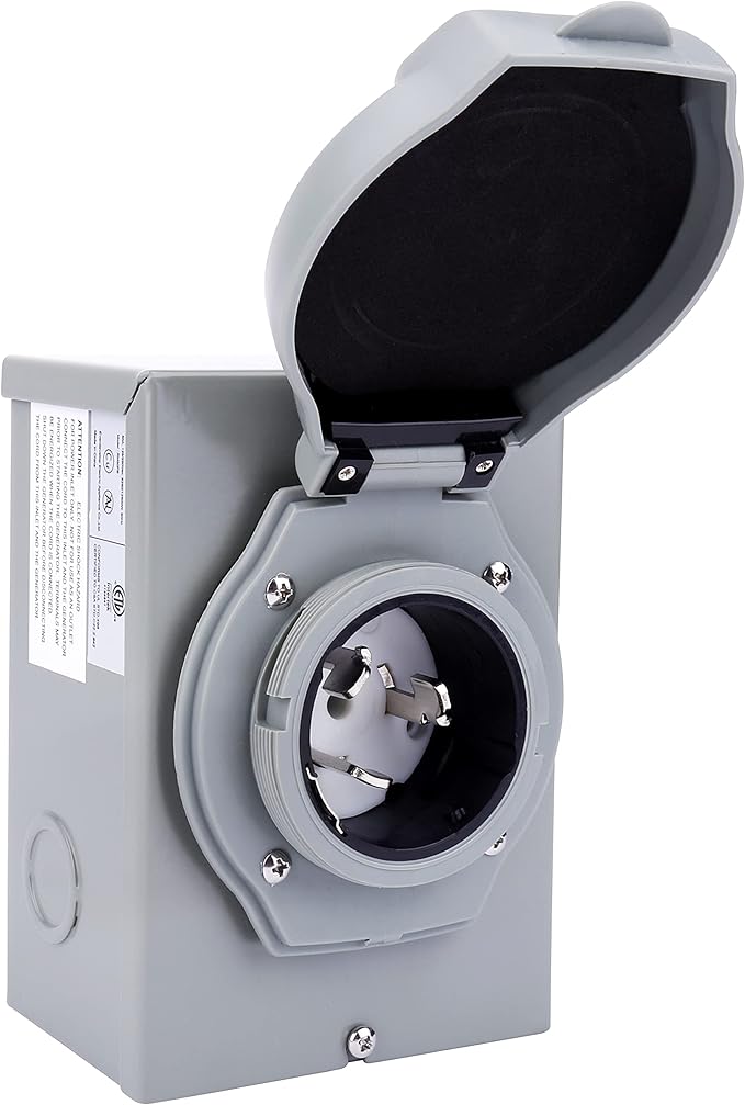 50 Amp Generator Inlet Box - NEMA SS2-50P Power – Waterproof Outlet - RV Outdoor/Indoor Weatherproof Use - 125/250V Up to 12500 Watts – 3R Plug ETL Listed