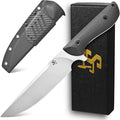Sitivien ST33 Fixed Blade Knife VG10 Steel Blade Carbon Fiber Handle Full Tang Knife for Outdoor Activities Camping Hunting Fishing(Silver)