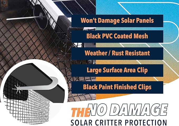 Rotak Solar Panel Bird/Critter Guard Fastener Clips - Used to Secure Bird proofing Wire-mesh onto Solar Panels - Removable Without Damage (Package of 60)