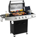 MASTER COOK 4+1 Burners Gas Grill 518 Sqin Cooking Area 52000 BTU Propane Grill with Side Burner Stainless Steel Cabinet Grill Black