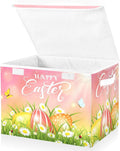 senya Easter Storage Baskets Collapsible Storage Bins with Lids Happy Easter Eggs and Butterfly Storage Boxes Clothes Baskets for Organizing