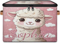 Custom Storage Basket with Name Personalized Storage Bins with Zipper Lid Foldable Fabric Storage Box Large capacity with Handle Cloud Sheep
