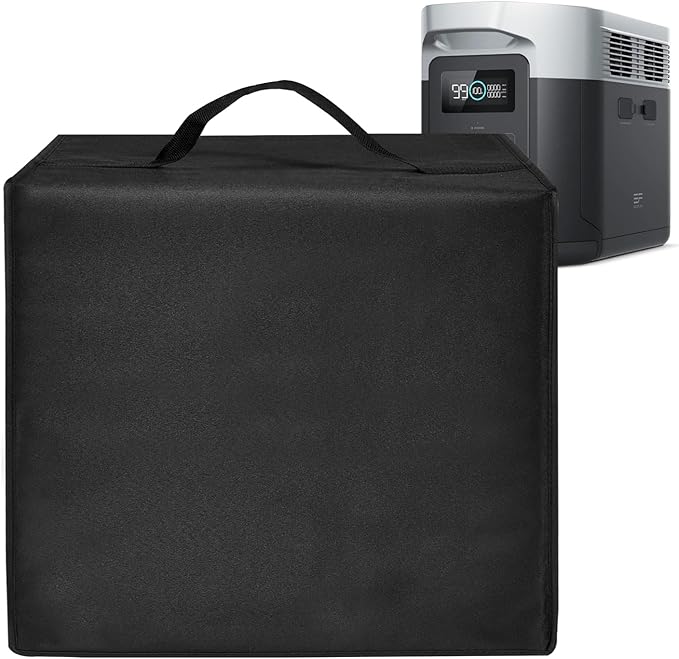 Power Station Dust Cover Heavy Duty Waterproof Anti-static Nylon Case for EF ECOFLOW Portable Power Station DELTA 2 Max/DELTA 3 MaxEssential Home Solar Generator Cover for Home Use (Black)