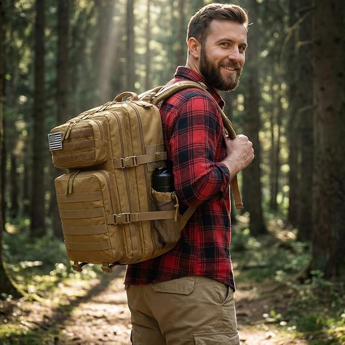45L Tactical Backpack for Men Women Military Assault Pack with MOLLE Large 3 Day Bug Out Bag for Hiking Camping