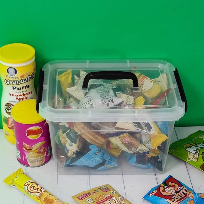 6-pack 5 Liter Plastic Storage Box Bin with Lid Clear Lidded Boxes