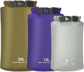 Ultralight Dry Bag Set Ultralight Dry Sacks - Lightwight Roll-Top Compression Sack for KayakingCampingBoatingHiking (3 Pk 5L+12L+20L)