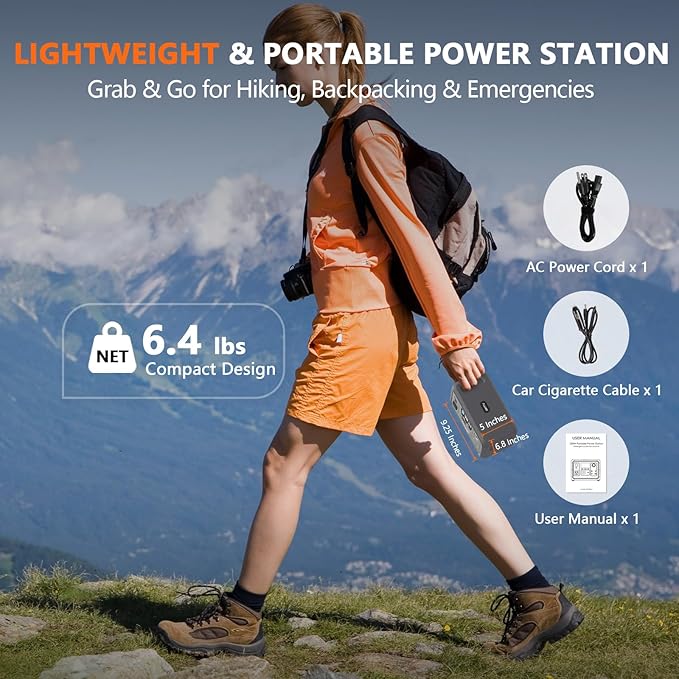 ALLWEI Portable Power Station 300W (Peak 600W) Upgraded 256Wh LiFePO4 Battery Bank Solar-Generator with 6 Output Ports Backup Power Supply for Camping Travel Blackout Home Use (Solar Panel Optional)