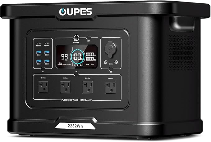 OUPES Exodus 2400 Solar Generator with 100W Panels LiFePO4 Power Station for Camping RVs Home Backup &amp Off-Grid Adventures