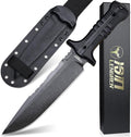 Dragon 12.8 Inch Sleipner Steel Full Tang Fixed BladeOutdoor Camping Tactics Hunting KnifeG10 Handle with leggings Kydex Sheath (Black handle black blade)