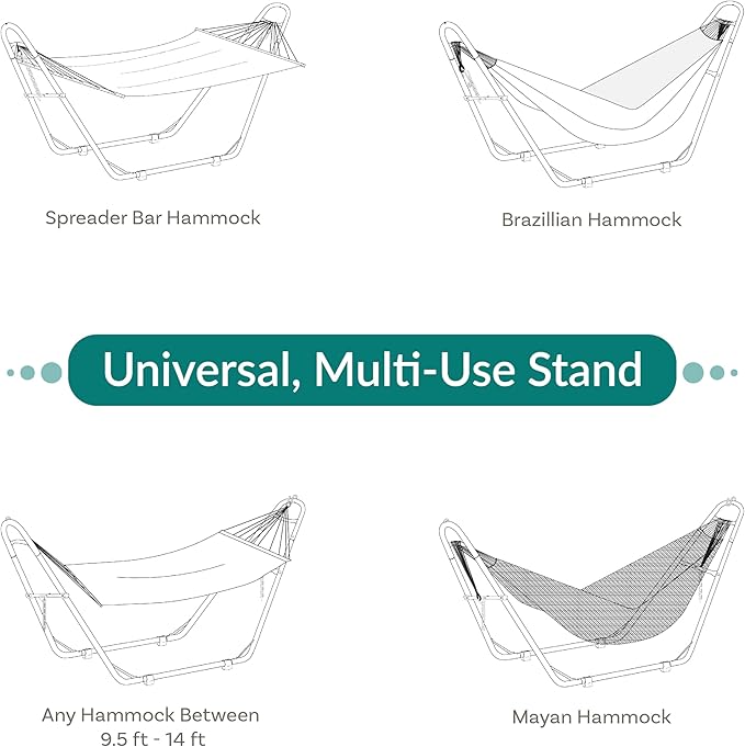 Sunnydaze Decor Universal Double Hammock Stand Only - 550-Pound Capacity - Heavy-Duty Hammock Stand for Outside - Fits 9 to 14 Foot Hammocks - Blue