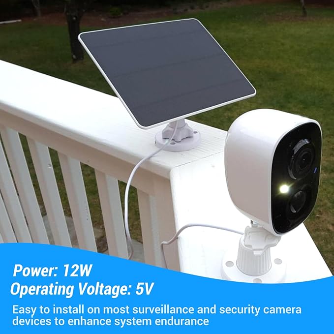 12W Solar Panel for Security Camera Outdoor IP65 USB Solar Panel with Adjustable Bracket for Doorbell Fan Flashlight 24 Hours Monitoring