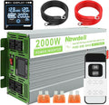 Newdeli 2000 Watt Power Inverter 12V DC to 110V 120V AC Pure Sine Wave Inverter with LCD Display Remote Controller 4 AC Outlets and 5V 3.4A USB Port for Vehicles Car Truck RV Solar System Camping