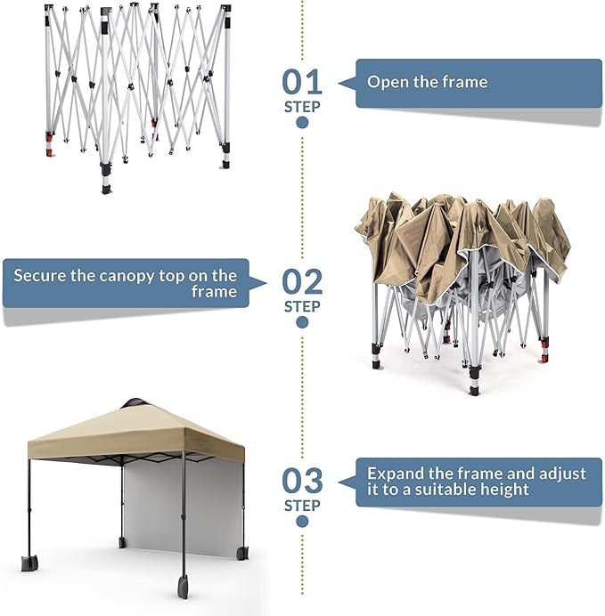 10x10ft Pop Up Canopy Tent with SidewallOutdoor Freestanding Sun Shelter Picnic and CampingInstant Shade Tent with Vented Roof for Beach &amp Events - Includes Storage BagSandbagsStakes&ampRopes