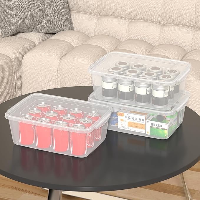6.5 Quart Clear Plastic Bin Small Pizza Dough Box Storage Containers with Lids 4 Packs