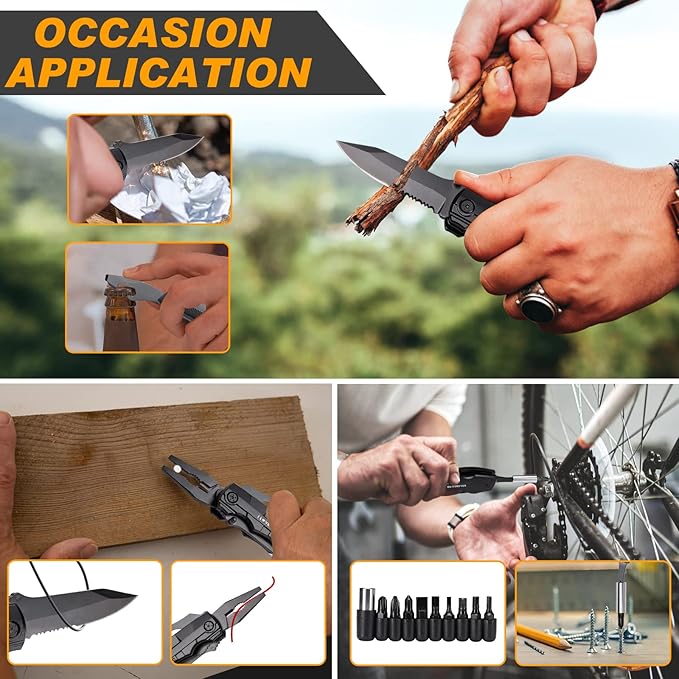 Gifts for Men - 6-in-1 Gift Set with Stainless Steel TumblerMulti-Tool KnifeLED Gloves &amp Tool Pen Keepsake Box | Last Minute Birthday Father's Day Anniversary Box Gifts for DadHusband