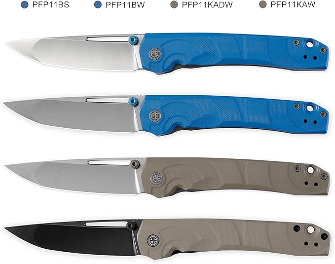 Petrified fish PFP11 Ripple Folding Knife3.78 14C28N Steel Hollow Blade G10 Handle Folding Pocket Knife for Camping EDC Outdoor (Blue Stonewashed)