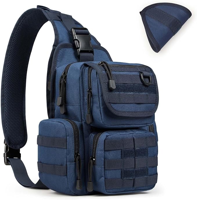 G4Free Tactical EDC Sling Bag Pack with Adjustable Holder Sling Shoulder Assault Range Backpack(Dark Blue)