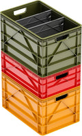 SIDIO Crate Basic Pack - 2 Full-Size &amp 1 Half-Size Heavy Duty Stackable Storage Bins Totes and Containers with Dividers - Durable Plastic Organizer for Home Office Garage and Outdoor Use