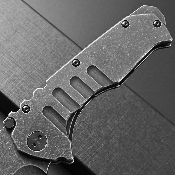 Ccanku C1137 Folding Knife D2 Steel Blade Steel Handle EDC Tool Knife for Outdoor Camping Hiking Fishing (Steel)