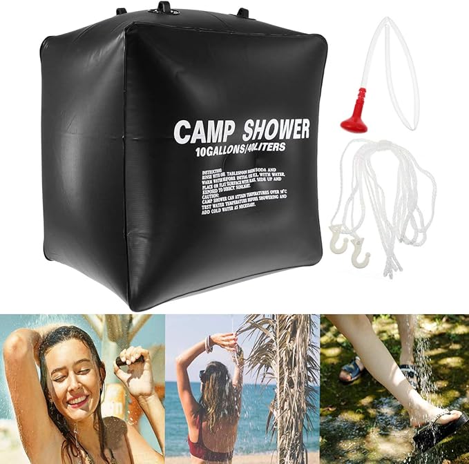 POPETPOP 1set Portable Outdoor Shower Camping Solar Water Bag Lightweight Solar Shower Bag for Hiking