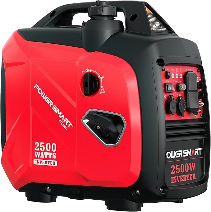 PowerSmart 2500 Watt Portable Inverter Generator 79.8cc Gas Powered Engine with 5.5H Long Runtime Ultra Quiet Small Generator for Camping RV Home Power Outage and Outdoor Emergency