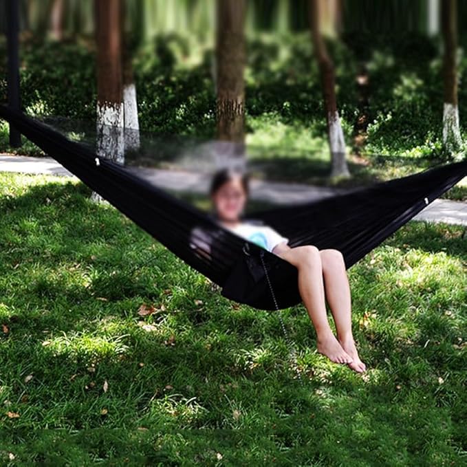 Portable Hammock Standhammock FrameElasticated Automatic Quick-open Ultra-light Nylon with Mosquito Net Hammock Suitable for Travelling and Camping(Gray) Grey
