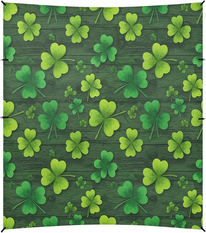 xigua St. Patrick's Day Clover Beach Tent Sun Shelter with Carrying Bag - Silver Coated Oxford Fabric Beach Canopy for Beach Camping Fishing - Includes Windproof Ropes Sandbags &amp Stakes