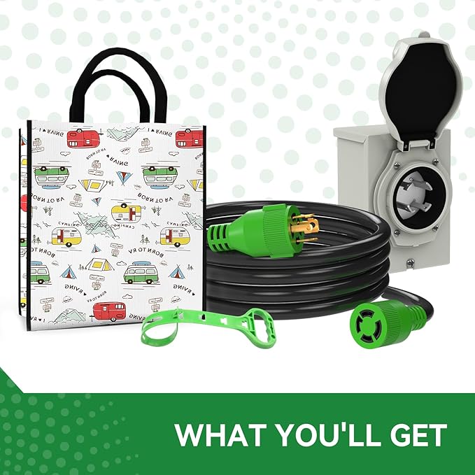 30 Amp Generator Cord 25FT and Power Inlet Box Pre-Drilled 30 Amp Generator Inlet Box with Cord NEMA L14-30P to L14-30R Generator Cord Waterproof Combo Kit ETL Listed