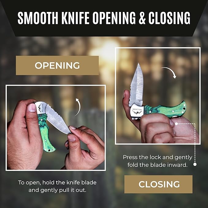 Custom Pocket Knife gifts for Men Personalized Damascus Folding Knife Engraved Gifts for Him Dad Boyfriend Husband Anniversary Groomsmen Gifts. Custom Knife for Camping Hunting Everyday Carry (