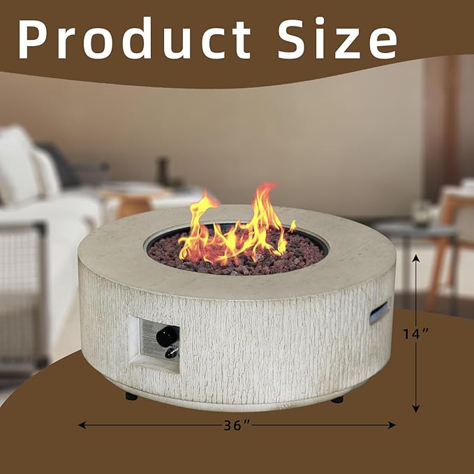Afterglow Firepits All Terrafab External Gas Tank for Outdoor Use Round 50000Btu Gray