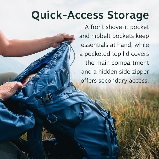 Osprey Kestrel LT 35L Men's Backpacking Backpack - Lightweight Hiking &amp Camping Bag with Waterproof Raincover Rays Blue