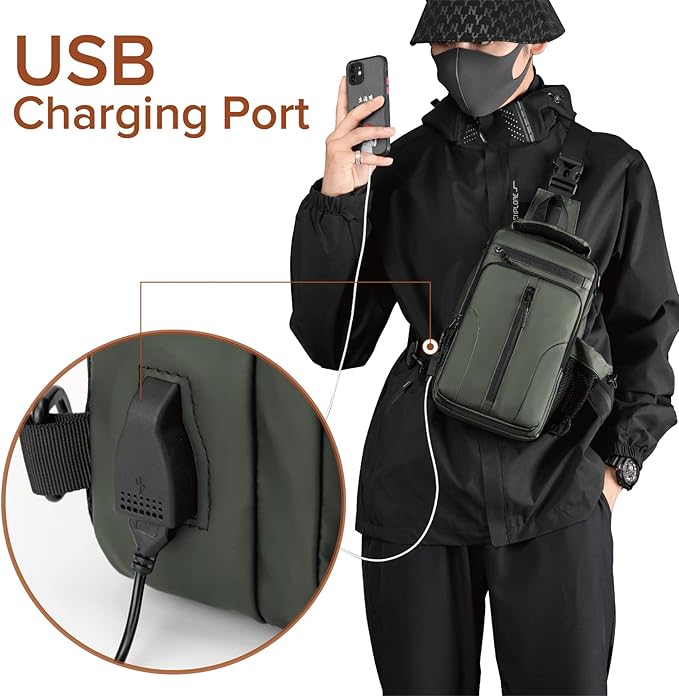 Anti Theft Crossbody Backpack Shoulder Sling Bag Men Women One Strap Motorcycle Messenger Bag Daypack for Cycling